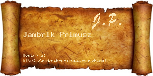 Jambrik Primusz névjegykártya